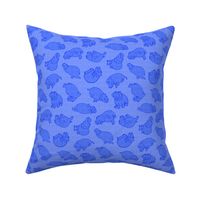 Scattered Hippo Outlines - blue - medium