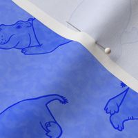 Scattered Hippo Outlines - blue - large