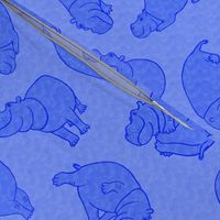 Scattered Hippo Outlines - blue - large