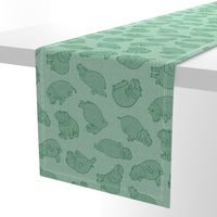 Scattered Hippo Outlines - green - large