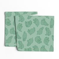 Scattered Hippo Outlines - green - large