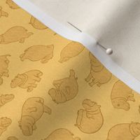 Scattered Hippo Outlines - gold - small