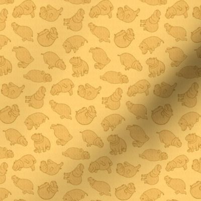 Scattered Hippo Outlines - gold - small