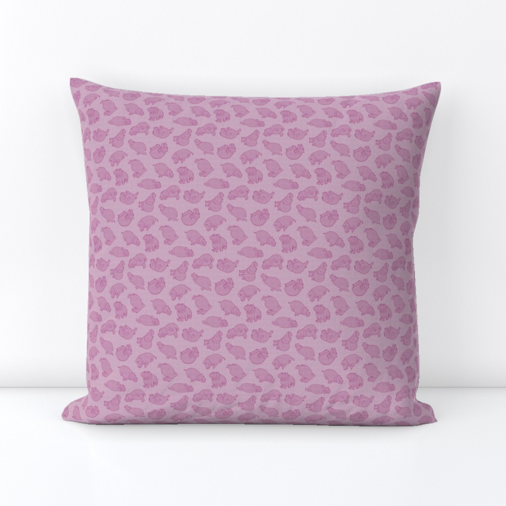 Scattered Hippo Outlines - dark pink - small