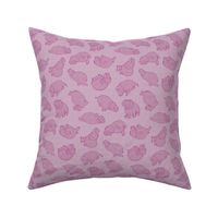 Scattered Hippo Outlines - pink - medium