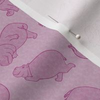 Scattered Hippo Outlines - pink - medium