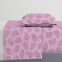 Scattered Hippo Outlines - pink - large