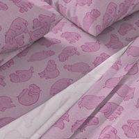 Scattered Hippo Outlines - pink - large