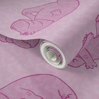 Scattered Hippo Outlines - pink - large