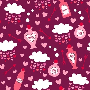 Kitsch Valentine's burgundy love clouds
