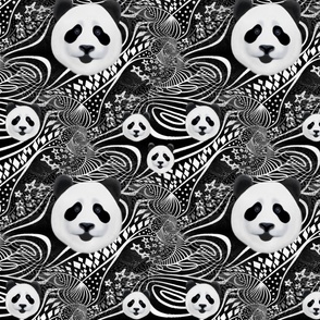 1457-M Black & White Panda Abstract