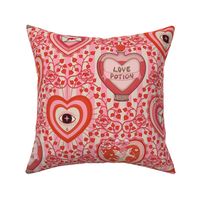 Lovecore - Kitsch Valentine's Hearts, Love Potion and Cupid, vintage stripes - red and pink- medium