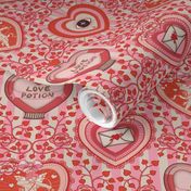 Lovecore - Kitsch Valentine's Hearts, Love Potion and Cupid, vintage stripes - red and pink- medium