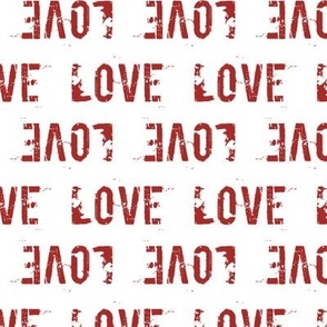 Love and Lace - Grungy Love Text White on Red