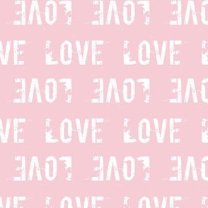 Love and Lace - Grungy Love Text White on Pink