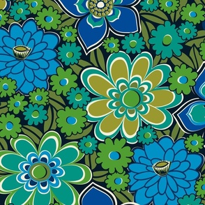 Nellie Groovy Garden (Blue Green) - Large