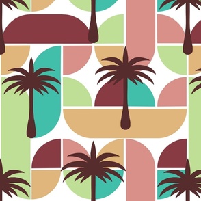 Palm Trees in Sunset Springs - Mid Century Geometric