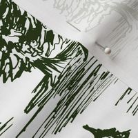 Large-Scale Forest Green & White Alien Abduction Toile de Jouy