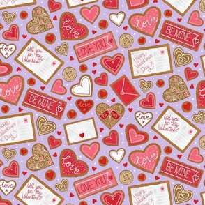 Love Core Kitsch Valentines Cookies (lilac, lavender 12x12 scale)  