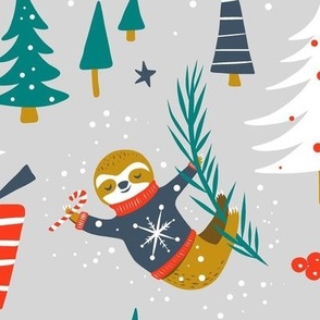 Slothy Holidays - Christmas Grey Large Scale