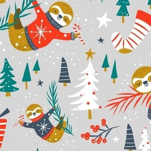 Slothy Holidays - Christmas Grey Medium Scale