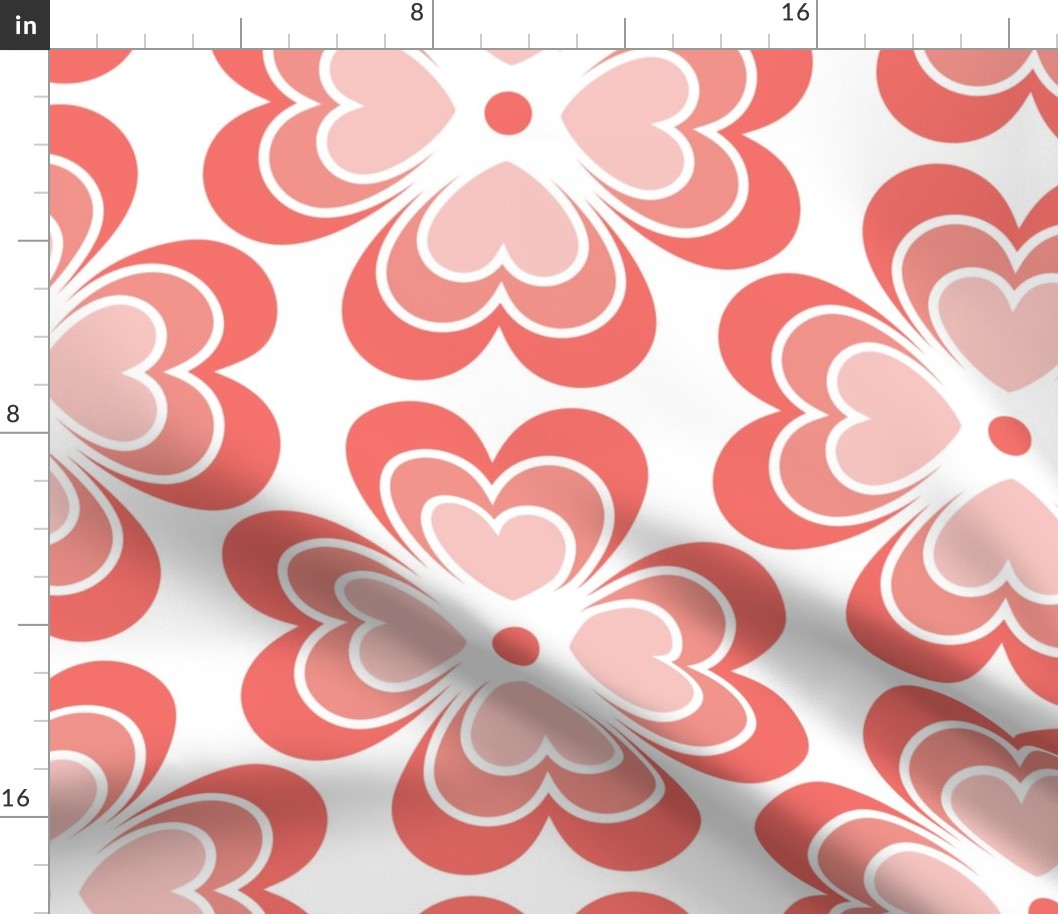 Love Flowers Extra Large- Vertical Alignment- Flower Power- Geometric Flowers and Hearts- Valentines Day- Wallpaper- Home Decor
