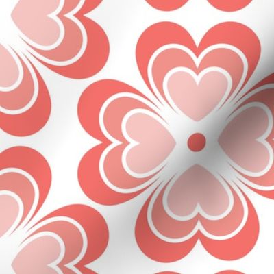 Love Flowers Large- Vertical Alignment- Flower Power- Geometric Flowers and Hearts- Valentines Day- Wallpaper- Home Decor