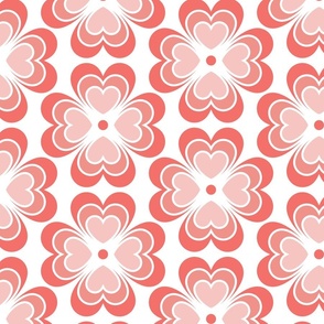 Love Flowers Large- Vertical Alignment- Flower Power- Geometric Flowers and Hearts- Valentines Day- Wallpaper- Home Decor