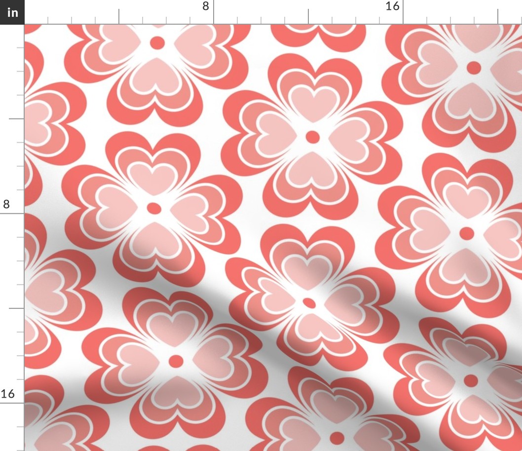 Love Flowers Large- Vertical Alignment- Flower Power- Geometric Flowers and Hearts- Valentines Day- Wallpaper- Home Decor