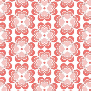 Love Flowers Medium- Vertical Alignment- Flower Power- Geometric Flowers and Hearts- Valentines Day- Wallpaper- Home Decor