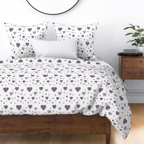 Plum Purple Gray Hearts