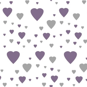 Plum Purple Gray Hearts
