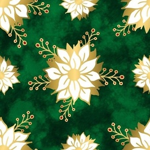 gold green poinsettia pattern