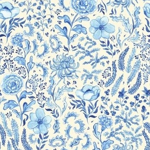 Porcelain Floral blue cream