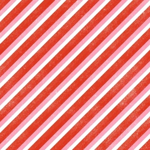 Sweetheart diagonal stripe - large - red, pink, and white 