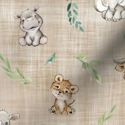 safari new with new animals brown linen