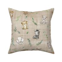 safari new with new animals brown linen