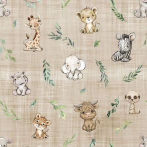 safari new with new animals brown linen