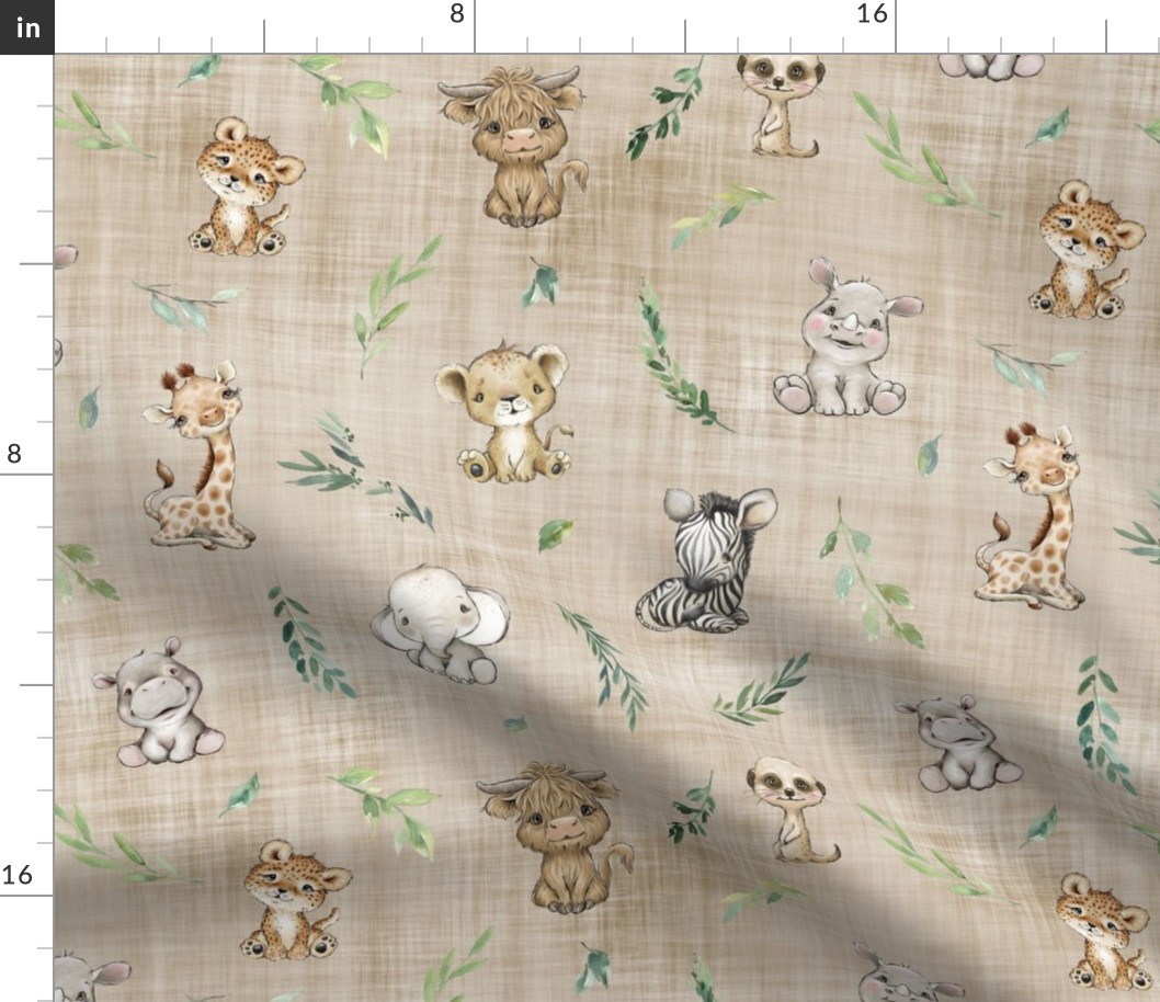 safari new with new animals brown linen