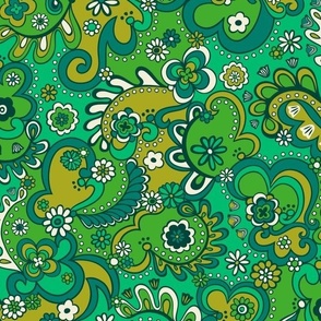 Camden Psychedelic Paisley (Green Teal Turquoise) - Small