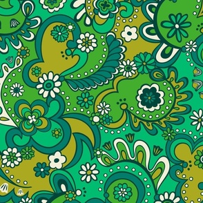 Camden Psychedelic Paisley (Green Teal Turquoise) - Large