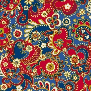 Camden Psychedelic Paisley (Red White Blue) - Small