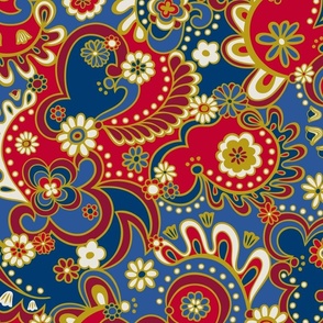 Camden Psychedelic Paisley (Red White Blue) - Large