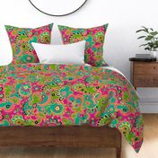 Camden Psychedelic Paisley (Turquoise Pink Green Coral) - Large