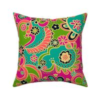 Camden Psychedelic Paisley (Turquoise Pink Green Coral) - Large