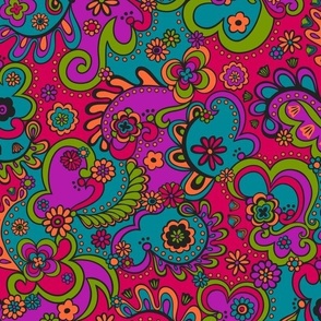 Camden Psychedelic Paisley (Purple Pink Olive Blue) - Small