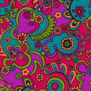 Camden Psychedelic Paisley (Purple Pink Olive Blue) - Large