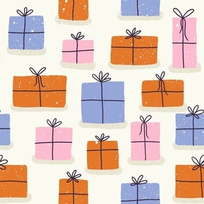 Christmas gifts - Orange, blue, pink