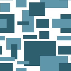 Teal Blue Mid-Century Squares