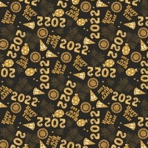 SMALL 2022 Happy New Year fabric - New Years fabric - 2022